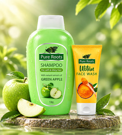 Green Apple Shampoo 1000ml + Ubtan face wash 100ml
