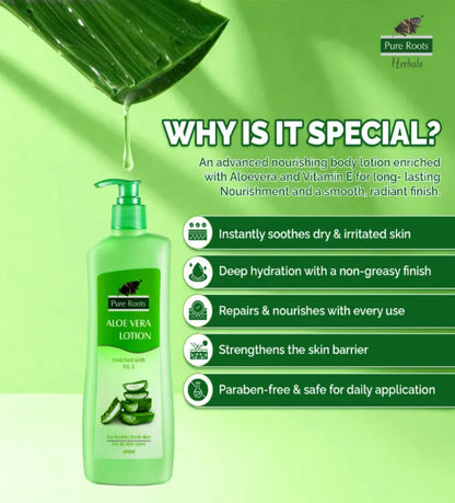 Aloe Vera Body Lotion 400ml with Enriched Vit. E For Healthy Fresh Skin