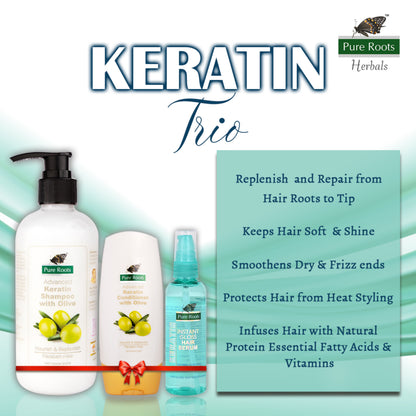 Keratin Trio – Keratin Shampoo (300ml) + Conditioner ( 100ml) + Keratin Hair Serum (100 ml)