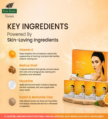 De Tan Facial Kit With Vitamin C (Pack of 80g)