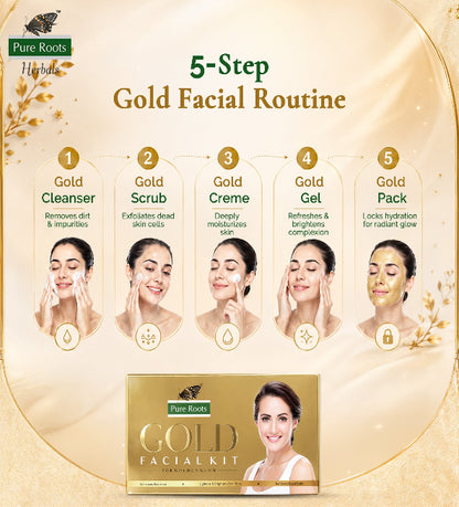 Gold Facial Kit for Golden Glow 50g (Pack of 3)