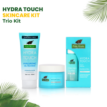 Hydra Touch Skin care kit - Hyaluronic Gel Face wash (100ml) + Face Serum (30ml) + Moisturizing Cream (50ml)